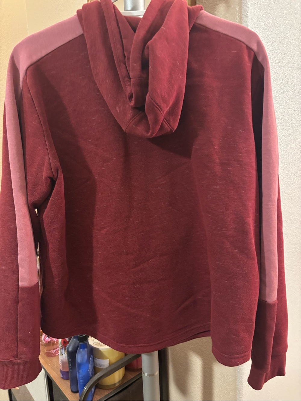 adidas Burgundy Hoodie with Pink Accent Panels - Picture 3 of 3